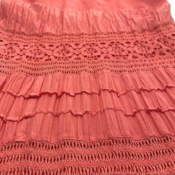 Orange Sleeveless Maxi Dress Small Cotton Boho Sleeveless Tiered Cottagecore - Picture 4 of 10